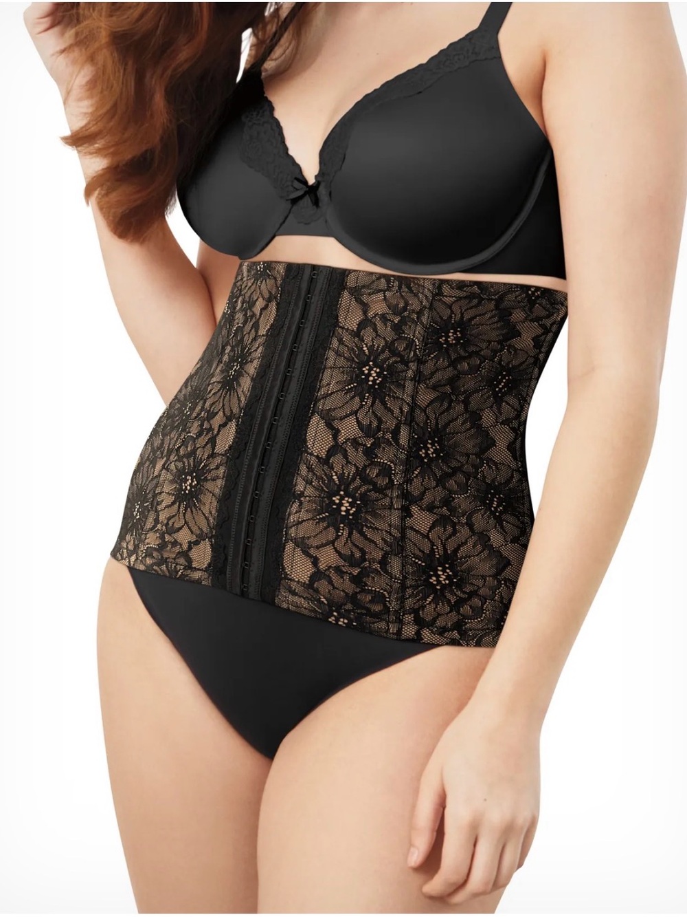 Maidenform Black Lace High-Waist Waist Cincher trainer Large